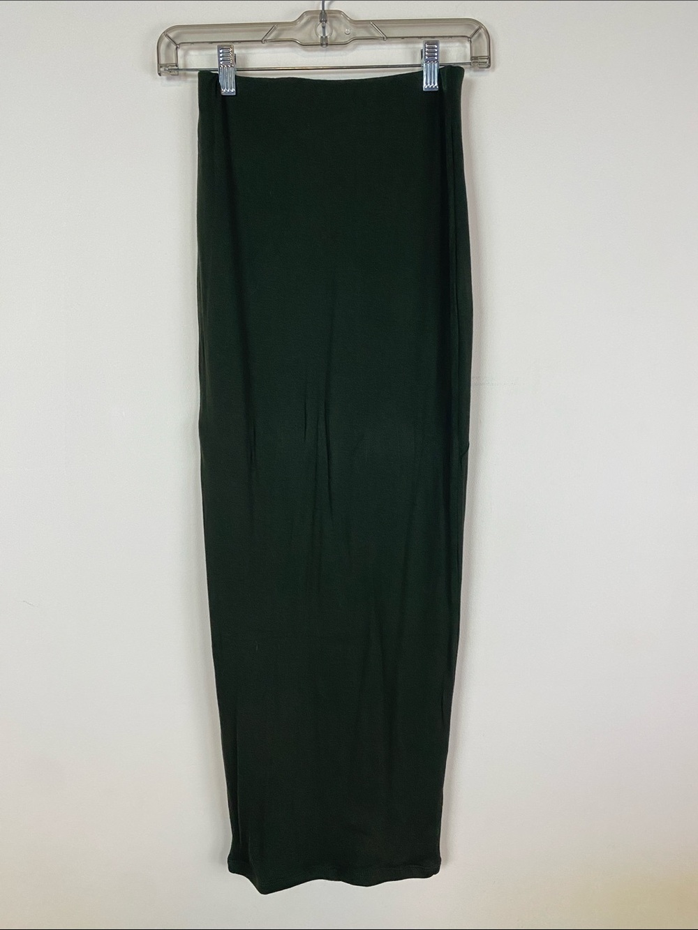 naked wardrobe Dark Olive Green Maxi Pencil Skirt - Slim Straight Cut - Picture 3 of 3